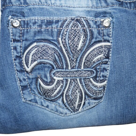 Miss Me Jeans Women’s 29/10 Easy Boot Bling Thick Stitch Western Blue Jeans - Picture 6 of 11